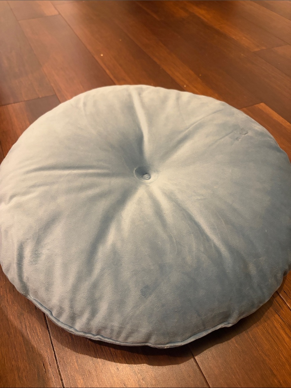 Round Light Blue Velvet Floor Cushion Pillow - Home Accents